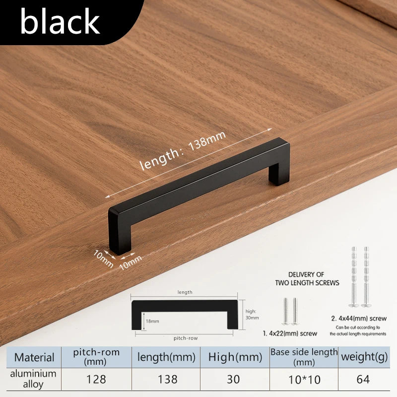 Square 500mm Extended Long Handle Wardrobe Door Handle