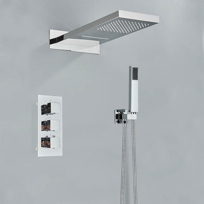 Thermostatic Shower Faucet Wall Concealed Waterfall Rainfall
