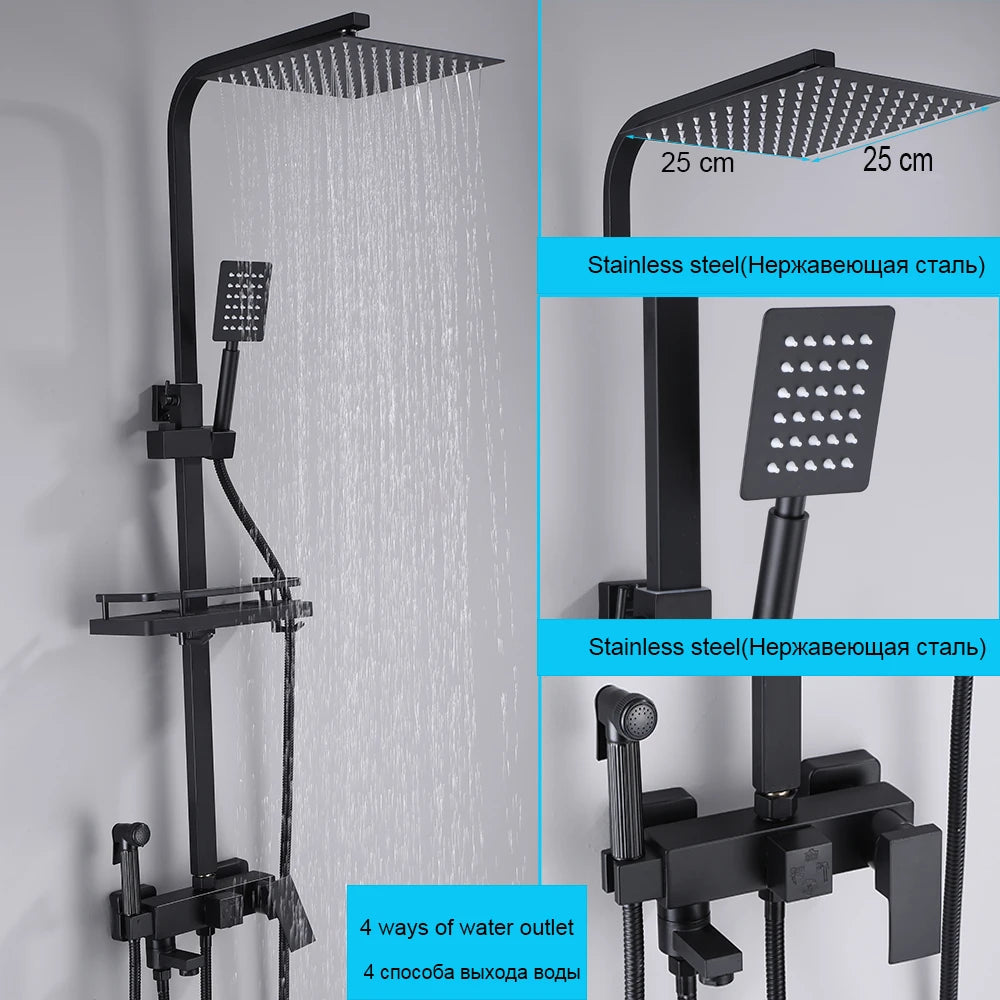 Matte Black Shower Faucet Rainfall High Quality All