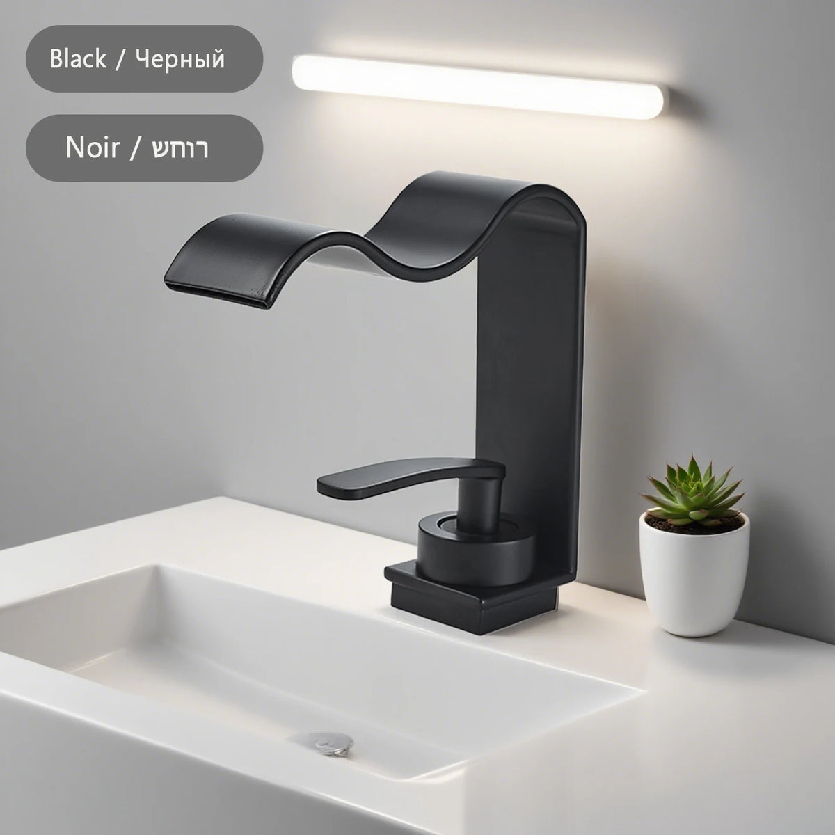 Luxury Brushed Gold Bathroom Sink Faucet Deck Mounted