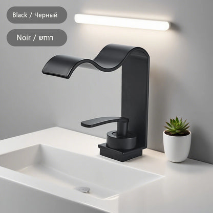 Luxury Brushed Gold Bathroom Sink Faucet Deck Mounted
