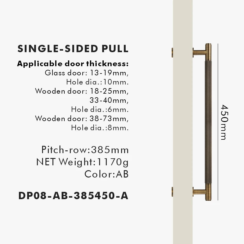 Nurlin Brass Door Double Sided Knurled Pull Bar
