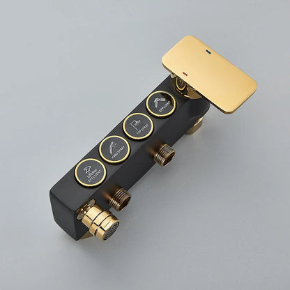Black Gold Brass Rainfall Shower Faucet Stainless Steel
