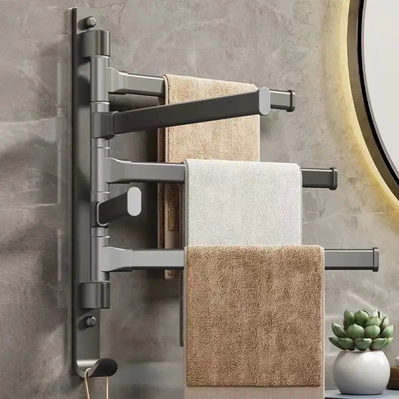 Bathroom Towel Rack Rotatable Towel Holder Space Aluminum