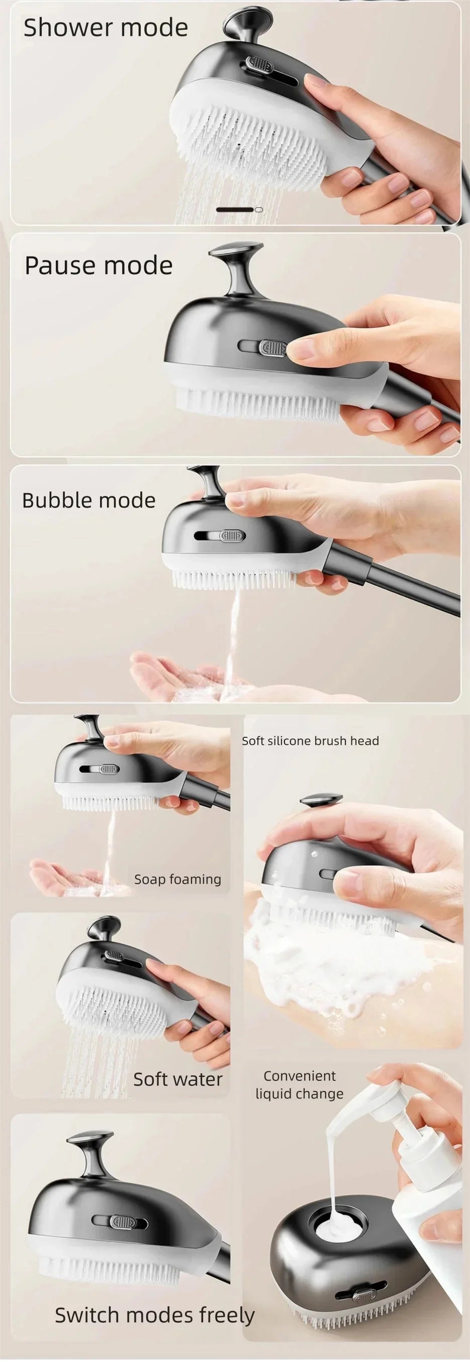 Bathroom Shower System Silicone Brush Head Foam Children