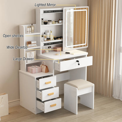 Vanity Desk Makeup Vanity Desk Sliding Mirror Lights