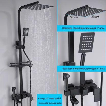 Matte Black Shower Faucet Rainfall High Quality All