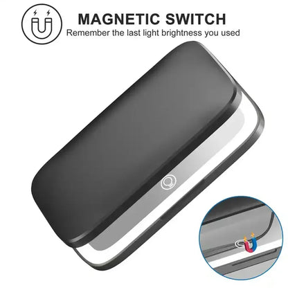 Rechargeable Square Makeup Mirror Led Lights 1x/5x Magnification