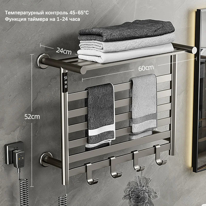 Black/White/Gray Towel Dryer Digital Display Electric Towel Rack