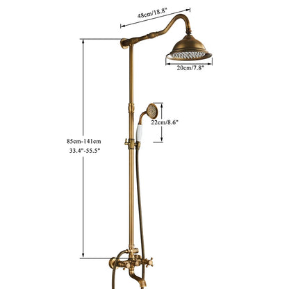 Quyanre Antique Brass Shower Faucets Wall Mount Rainfall