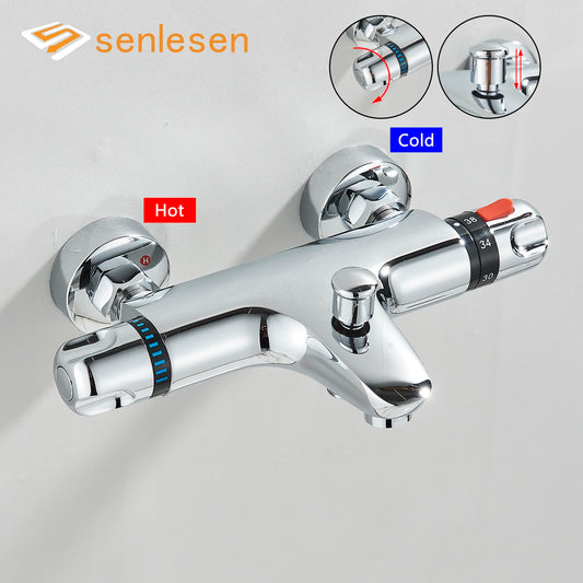 Senlesen Thermostatic Bathtub Shower Faucet Chrome Thermostatic