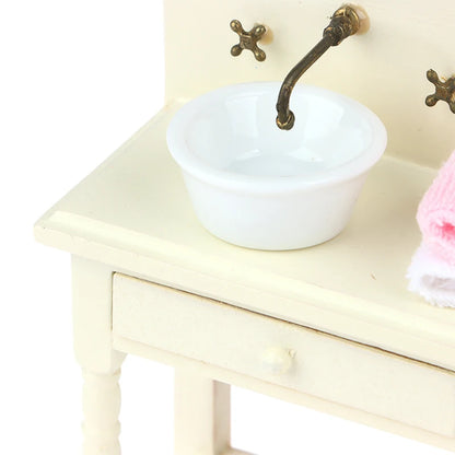 12 Dollhouse Miniature Wooden Bathroom Sink Cabinet Wash