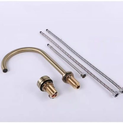 Brushed Gold Basin Faucet Nickel Sink Faucet Two