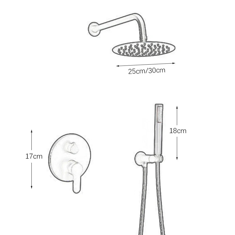 Black Brass Shower System Rain Shower Faucet Bathroom