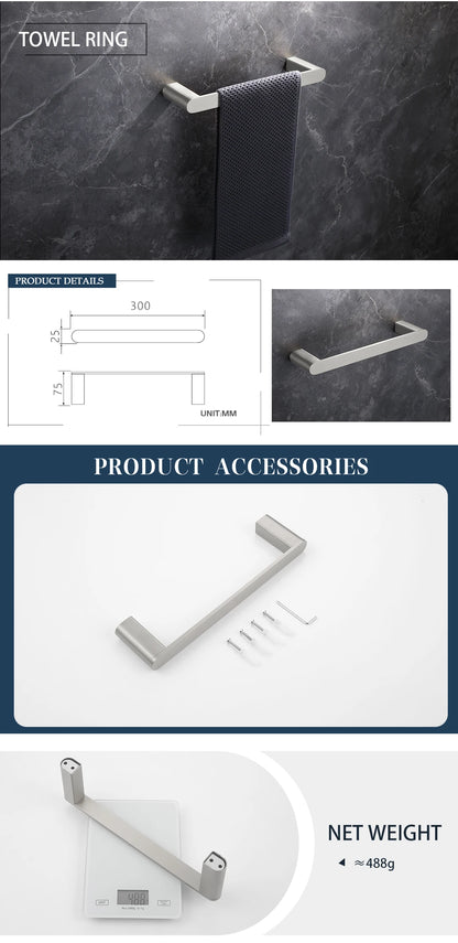 Bathroom Hardware Stainless Steel Bathroom Wall Mounted Towel