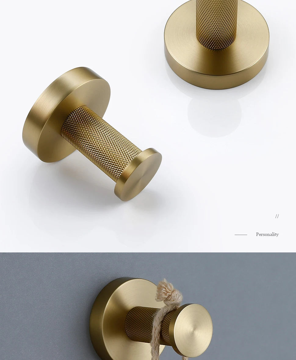 Gold Bathroom Towel Bar Bath Robe Hook Brass