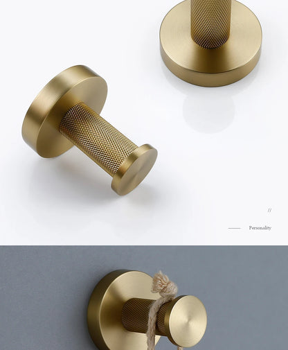 Gold Bathroom Towel Bar Bath Robe Hook Brass