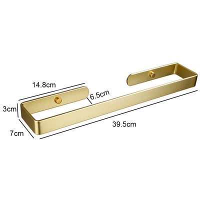 Towel Holder Bathroom Rack Bar Golden Roll Paper