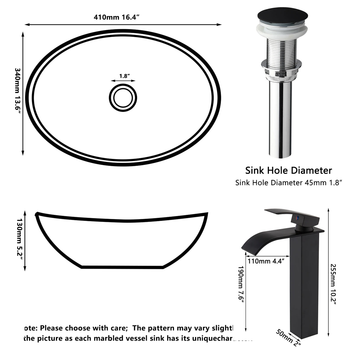 Kemaidi Bathroom Sink Vessel Sink Basin Above Counter
