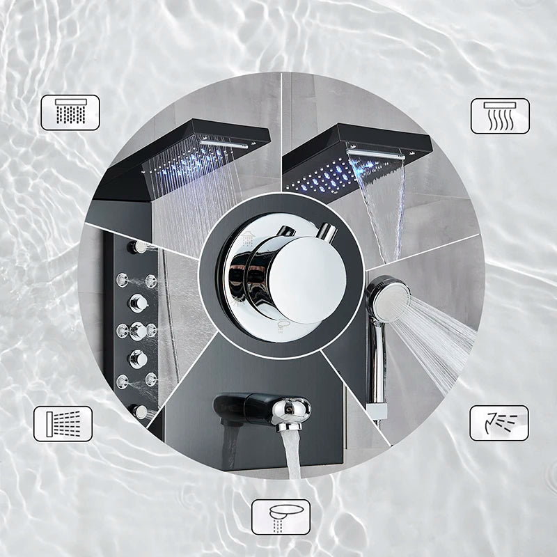 Shinesia Led Shower Panel Waterfall Rain Digital Display