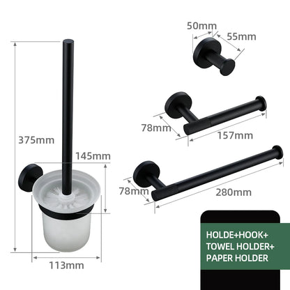 Matte Black Bathroom Brass Knurled Kit Paper Holder