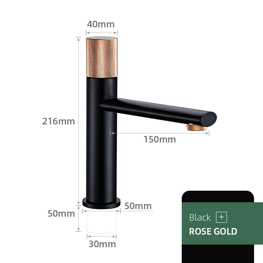 Knurled Faucet Brushed Gold Basin Faucet Bathroom Taps