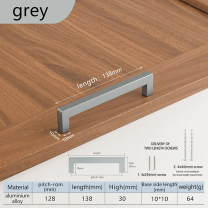 Square 500mm Extended Long Handle Wardrobe Door Handle