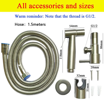4pc/Set Bidet Toilet Sprayer Bidet Shower Faucet Stainless