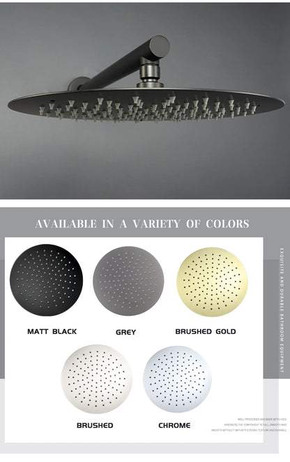 Brushed Gold Black Chrome Grey Overhead Shower Head