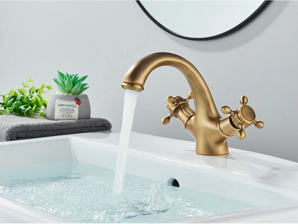 Gold/Antique Brass Bathroom Basin Sink Faucet Mixer Tap