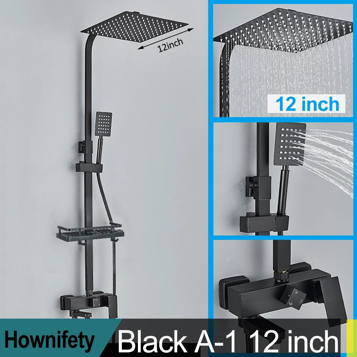 Golden Shower Faucet Rainfall 3/4-Way Bathtub Tap Bathroom