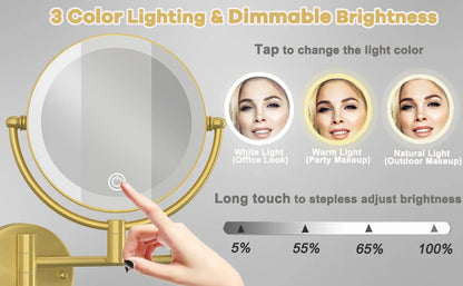 Brushed Gold Led Bathroom Mirrors Quality Brass 10x