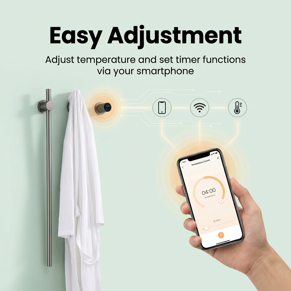 Gray Vertical Heated Towel Rail Large Towels &