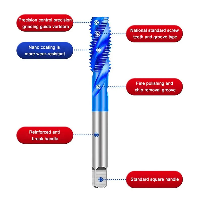 Azzkor Tip/Spiral/Straight Groove Tap M35 Cobalt Containing Blue