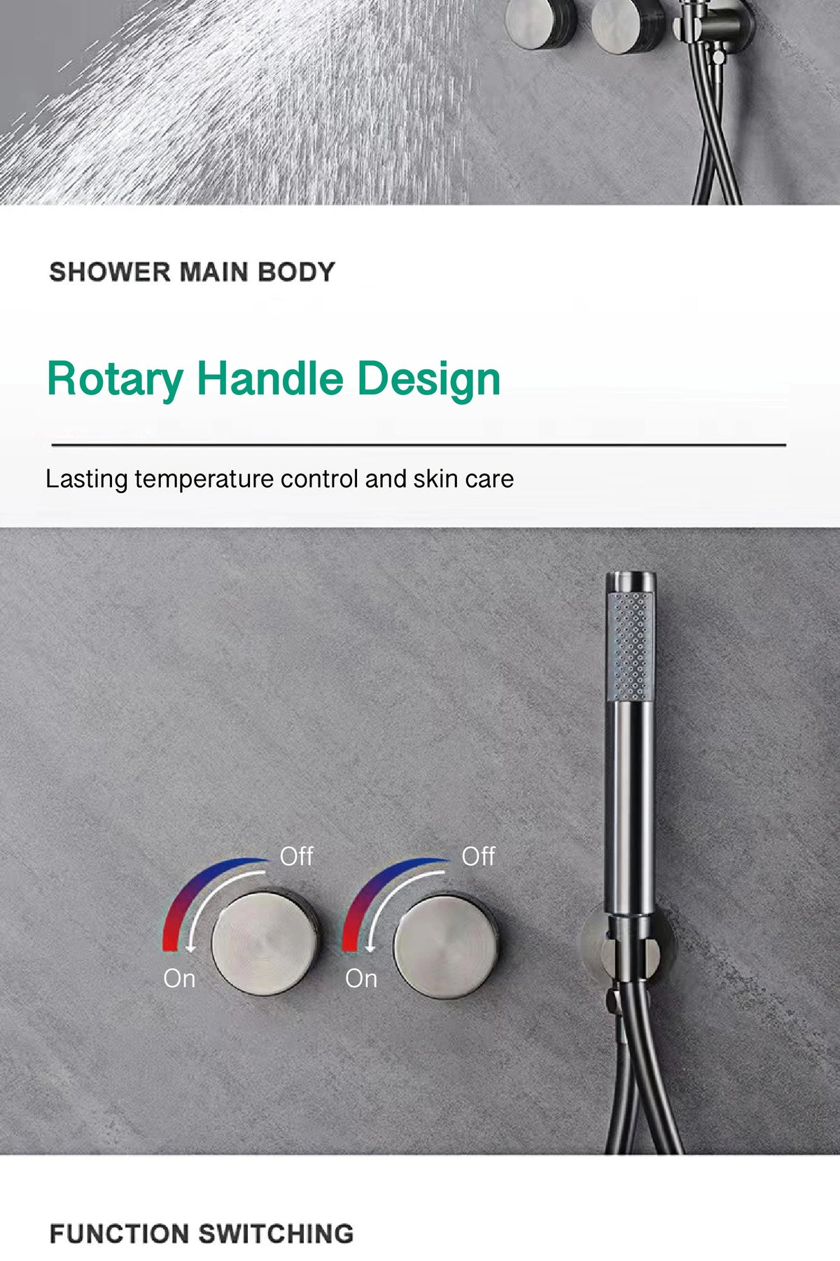 Luxury Gun Gray Brass Bathroom Shower System Concealed