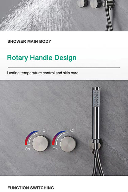 Luxury Gun Gray Brass Bathroom Shower System Concealed