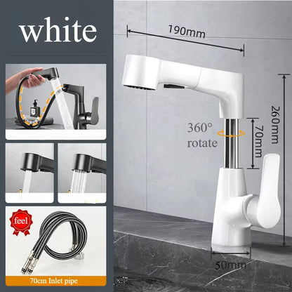 Basin Faucet Bathroom Pull Out Lift Mixer Tap