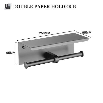 Grey Bathroom Hardware Kit Stainless Steel Round Wall