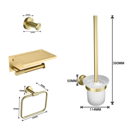 Brushed Gold Towel Bar Toilet Seat Rack Robe