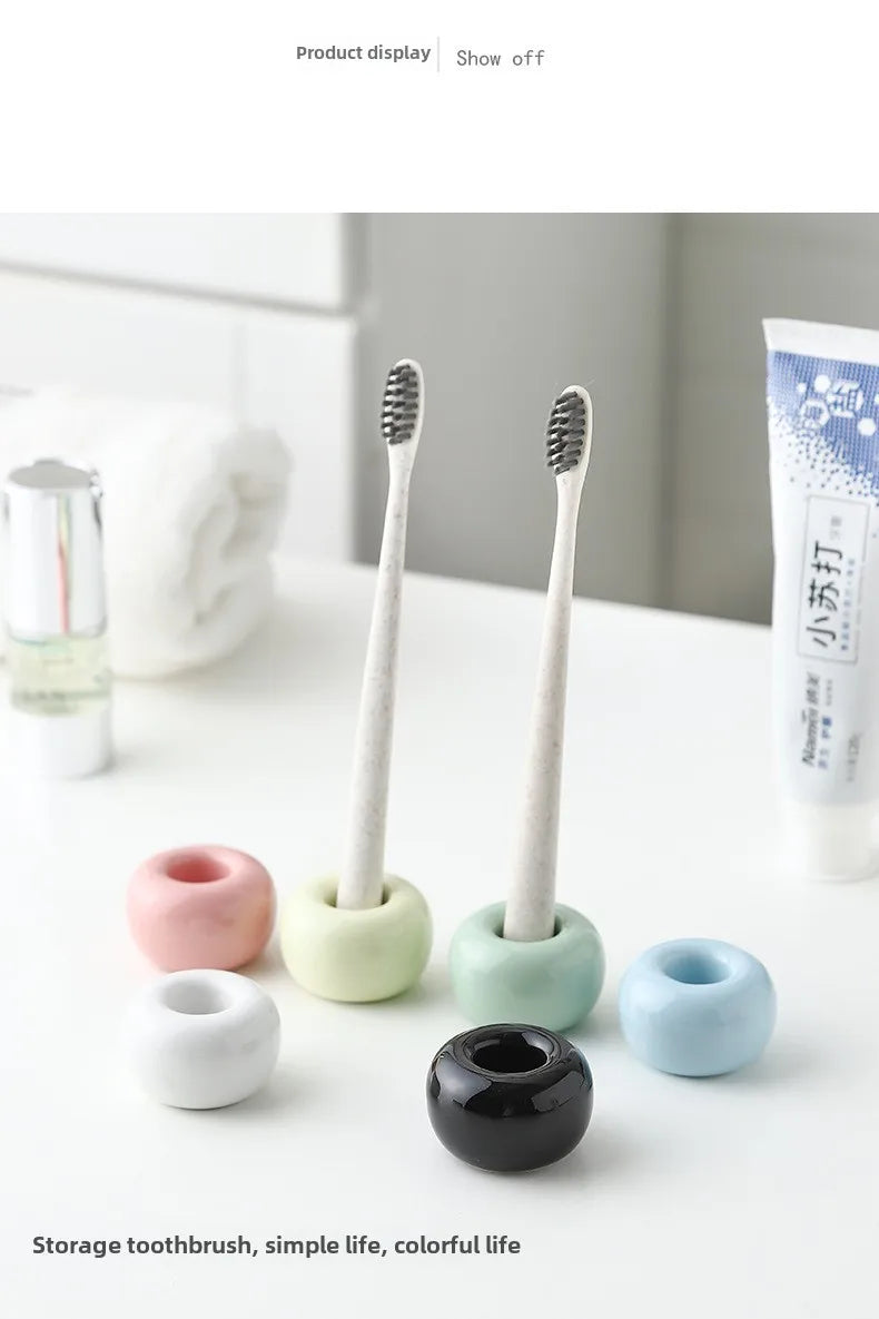Pc Mini Ceramics Handmade Toothbrush Holder Stand Bathroom