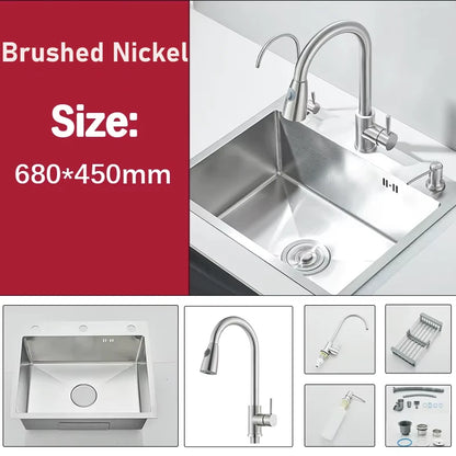304 Stainless Steel Black/Brushed Nickel Sink Waterfall Faucet