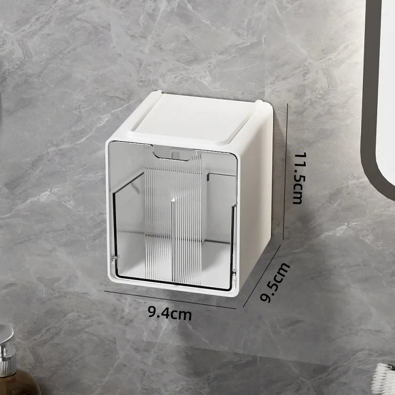 Clear Bathroom Pull-Out Storage Box Cotton Swabs &