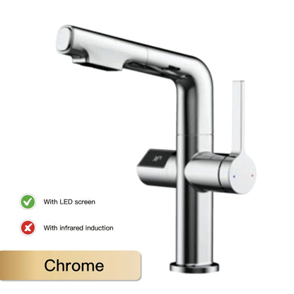 Light Luxury Gun Gray Brass Faucet Digital Display