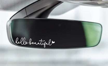 1pc Hello Beautiful Car Rearview Mirror Vinyl Decals