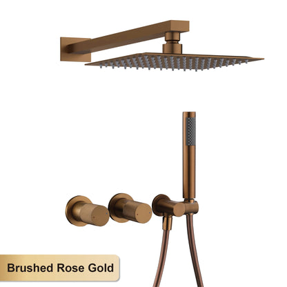 Luxury Bathroom Brass Gun Grey Wall-Mounted Shower System