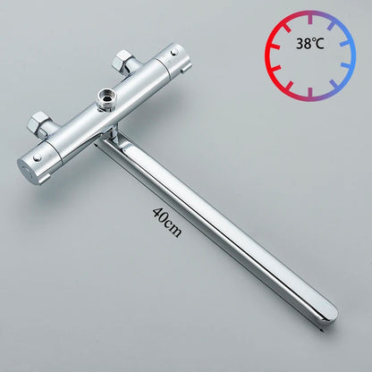 Thermostatic Shower Faucet Mixing Valve Bathroom Long Rotate