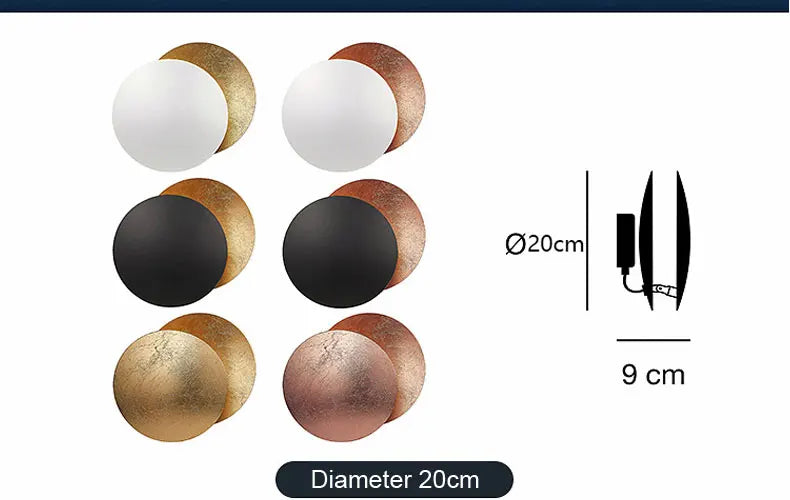 Modern Texture Designer Round Wall Lamp Rotatable Black