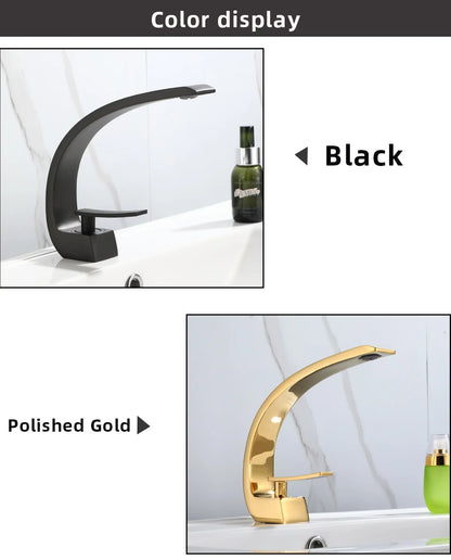 Basin Faucet Modern Bathroom Mixer Tap Black/Gold Wash