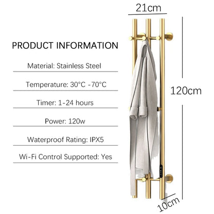 Oxg 3-Bar Electric Heated Towel Rack Timer Wall