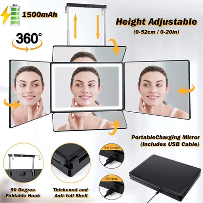 Way Mirror Hair Cutting Led Light 360 Barber